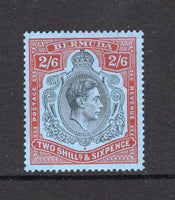 BERMUDA - 1938 - GVI ISSUE: 2/6 black & deep red on grey blue 'Chalk surfaced' paper GVI 'Key Type' issue, 1938 printing, comb perf 14 x 13¾. A fine mint copy. (SG 117, Murray Payne #12)  (BER/24954)