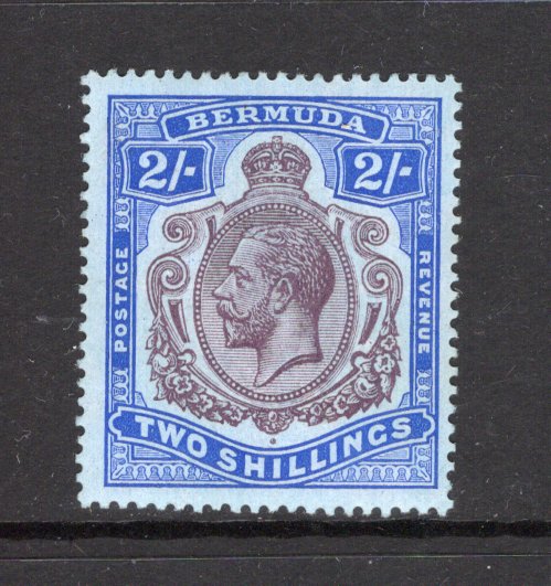 BERMUDA - 1918 - GV ISSUE: 2/- purple & blue on blue GV 'Key Type' issue, a fine mint copy. (SG 51b)  (BER43710)