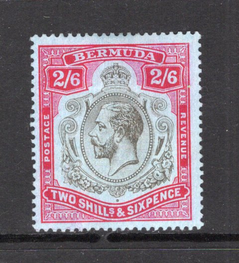 BERMUDA - 1918 - GV ISSUE: 2/6 black & red on blue GV 'Key Type' issue, a fine mint copy. (SG 52)  (BER43711)