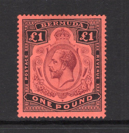 BERMUDA - 1918 - GV ISSUE: £1 purple & black on red GV 'Key Type' issue. A fine mint copy. (SG 55)  (BER43715)