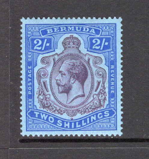 BERMUDA - 1924 - GV ISSUE: 2/- purple & bright blue on pale blue GV 'Key Type' issue. A fine mint copy. (SG 88)  (BER43716)