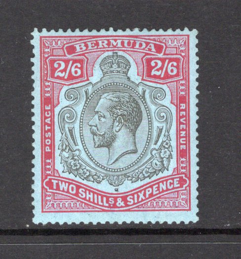 BERMUDA - 1924 - GV ISSUE: 2/6 black & carmine on pale blue GV 'Key Type' issue. A fine mint copy. (SG 89)  (BER43717)