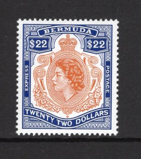 BERMUDA - 1996 - EXPRESS ISSUE: $22 orange & royal blue QE2 'Express Letter' stamp (with Key Type design), a fine unmounted mint copy. (SG E1)  (BER43722)