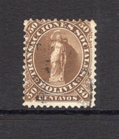 BOLIVIA - 1869 - POSTAL FISCALS: 50c brown 'Justice' REVENUE issue used with light cds cancel. (SG F39)  (BOL/18465)