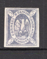 BOLIVIA - 1867 - CONDOR ISSUE: 5c violet 'Condor' issue a superb mint copy with part O.G. Four large margins. Rare stamp. (SG 10b)  (BOL/35578)