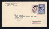 BOLIVIA - 1952 - POSTAL STATIONERY: Cirac 1952 Bs 0.90 on 45c ultramarine 'Mining' postal stationery envelope (H&G B14) used with added 1947 4b purple (SG 466) tied by LA PAZ cds. Sent airmail to USA. A nice commercially used example.  (BOL45823)