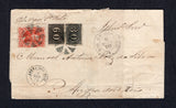 BRAZIL - 1870 - DOM PEDRO & PERFORATED NUMERAL ISSUES: Cover with manuscript 'Pelo Vapor Sta Rita' endorsement at top (to be sent on the steamer Santa Rita) franked with 1866 30rs black and 60rs black 'Small Numeral' issue, perforated 13½ at the Rio de Janeiro post office (the genuine stamps are actually perf 13¼) and 1866 10rs vermilion 'Dom Pedro' issue (SG 33/34 & 43) all tied by dumb 'Cork' cancels in black with RIO DE JANEIRO cds dated 6 SEP 1870 alongside. Addressed to ANGRA DOS REIS with two fine st