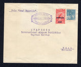 BRAZIL - 1931 - ZEPPELIN: Cover franked with 1931 400rs ultramarine 'Industry' issue and 1931 2500rs on 200rs carmine 'Zeppelin' overprint issue (SG 395 & 508) tied by RIO DE JANEIRO cds dated 24. IX. 1931. Flown on the second 'Sudamerikafahrt' with oval Zeppelin cachet in purple on front. Addressed to HOLLAND with FRIEDRICHSHAFEN transit cds on reverse. (Sieger #130A)  (BRA/38428)