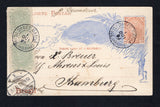 BRAZIL - 1893 - POSTAL STATIONERY: 40rs orange on off white 'Liberty' postal stationery card (H&G 14) used with added pair 1890 20rs dull green 'Southern Cross' issue (SG 97a) tied by 2A SEC. MAHNA C. DO BAHIA cds's dated 1 OUT 1893 with manuscript 'Pr Equateur' ship endorsement at top. Addressed to GERMANY with arrival cds on front.  (BRA/43082)