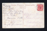 BRAZIL - 1927 - SWISS COLONIES IN BRAZIL: Colour Madeiran PPC titled 'Madeira. Reids Palace Hotel' franked on message side with 1920 200rs rose red 'Industry' issue (SG 313) tied by fine strike of EST. HELVETIA (S.PAULO) cds in purple dated 13 FEV 1927. Addressed to GERMANY. Rare. Helvetia was a small Swiss & German settlement in Sao Paulo state.  (BRA43774)