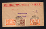 BRAZIL - 1931 - PRIVATE AIRMAIL COMPANIES - VARIG: Printed 'CORRESPONDENCIA AEREA' cover franked with 1931 2 x 100rs+50rs orange 'Revolution of 3 October 1930' issue plus Varig 1931 1400rs red brown on yellow (SG 493 & Sanabria #V22) tied by PELOTAS VARIG cds dated 23 JUL 1931 with 'M.P.' marking alongside. Addressed to PORTO ALEGRE with arrival cds on reverse.  (BRA43819)
