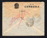 BRAZIL - 1940 - CENSORSHIP: Incoming cover from Chile franked with 1934 10c yellow green and 4p brown 'International' AIR issue (SG 236 & 247) tied by SANTIAGO cds dated 14 SET 1940. Addressed to VILLA FR. WESTPHALEN, PALMEIRA, RIO GRANDE DO SUL, BRASIL. Censored on arrival with printed black on buff 'S.P. CENSURA' censor strip at top tied by PORTO ALEGRE cds with CRUZ ALTA arrival cds alongside.  (BRA44929)