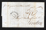 BRAZIL - 1848 - BRITISH POST OFFICES: Complete folded letter datelined 'Rio de Janeiro 12 Set 1848' on flap and endorsed 'Pr Penguin via Falmouth' on front with fine strike of RIO-JANEIRO British Post Office cds in black dated SP 12 1848. Addressed to UK, rated '5/6' in manuscript on front with red LONDON arrival cds on reverse.  (BRA45769)