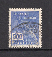 BRAZIL - 1929 - INDUSTRY DEFINITIVES: 500rs ultramarine 'Industry' issue, watermark 'EUBRASIL' in echelon, a fine cds used copy. Scarce stamp. (SG 378)  (BRA/7604)