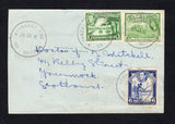 BRITISH GUIANA - 1955 - CANCELLATION: Cover franked with 1938 1c yellow green and 6c deep ultramarine and 1954 6c yellow green (SG 308, 311 & 336) tied by multiple strikes of WICHABAI PAU 'Skeleton' cds dated 26 10 1955. Addressed to UK with GEORGETOWN transit cds on reverse. A scarce cancel, Wichabai Pau postal agency only operated between 1949 and 1961.  (BRG/42965)