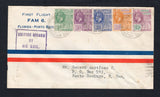 BRITISH GUIANA - 1929 - FIRST FLIGHT: Printed 'First Flight FAM 6. Florida - Porto Rico' airmail cover franked with 1921 1c green 2c bright violet, 6c bright blue, 12c orange & violet and 24c dull purple & green GV issue (SG 272, 274 & 276/278) all tied by AIR MAIL G.P.O. BRITISH GUIANA cds's dated 25 SEP 1929 with boxed 'BRITISH GUIANA BY AIR MAIL' cachet in purple alongside. Flown on the Georgetown - Santo Domingo, Dominican Republic first flight by PAA with SAN JUAN, PUERTO RICO transit cds and SANTO DO