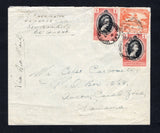 BRITISH GUIANA - 1953 - DESTINATION: Cover with manuscript 'Via Air Mail' franked with 1934 12c red orange and 2 x 1953 4c black & scarlet QE2 'Coronation' issue (SG 293 & 330, one stamp with corner fault) tied by G.P.O. GEORGETOWN cds's dated JY 29 1953. Addressed to ANCON, CANAL ZONE, PANAMA.  (BRG44726)