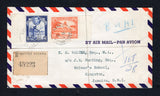 BRITISH GUIANA - 1946 - DESTINATION & REGISTRATION: Registered airmail cover franked with 1934 12c red orange & 1938 6c deep ultramarine (SG 293 & 311) tied by AIRMAIL BRITISH GUIANA cds's dated 15 OC 1946 with printed black on buff registration label alongside. Addressed to JAMAICA with arrival mark on reverse.  (BRG45645)
