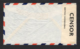 BRITISH HONDURAS - 1940 - CENSORED MAIL: Airmail cover franked with 4 x 1938 5c mauve & dull blue GVI issue (SG 154) tied by BELIZE cds's dated 15 OC 1940. Addressed to USA and censored in British Honduras with printed black & white 'OPENED BY CENSOR BRITISH HONDURAS' censor strip at left.  (BRH44727)
