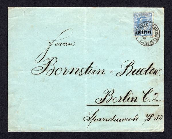 BRITISH LEVANT - 1912 - CANCELLATION: Cover franked with 1905 1pi on 2½d ultramarine EVII issue (SG 13) tied by fine BRITISH POST OFFICE STAMBUL cds dated MAY 18 1912. Addressed to GERMANY.  (BRL/23781)