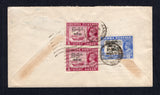 BURMA - 1947 - INTERIM GOVERNMENT ISSUE: Airmail cover franked on reverse with 1947 3a 6p black & ultramarine and 2 x 8a maroon GVI 'Interim Government' overprint issue (SG 76 & 78) tied by RANGOON G.P.O. cds's. Addressed to USA.  (BUR18208)
