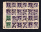 BURMA - 1948 - OFFICIAL MAIL & INTERIM GOVERNMENT ISSUE: Headed 'ON HIS MAJESTY'S SERVICE.' official cover with 'HIS MAJESTY'S' crossed out and 'State' added in manuscript franked on reverse with 1947 22 x 6p deep violet and pair 9p green GVI 'SERVICE' issue with 'Interim Government' overprints (SG O42/O43) tied by RANGOON cds's. Sent airmail to UK. A super multiple franking.  (BUR18219)