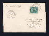 CANADA - 1901 - TRAVELLING POST OFFICES: Homemade wrapper with manuscript 'Per Book Post' at top franked with single 1897 1c blue green QV issue (SG 143) tied by good strike of FIERIES & ST. THOMAS RY P.O. cds dated MY 13 1901. Addressed to UK with arrival cds on reverse.  (CAN43903)