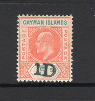 CAYMAN ISLANDS - 1907 - PROVISIONAL ISSUE: 1d on 5/- salmon & green EVII 'Provisional' overprint issue, a fine mint copy. (SG 19)  (CAY/25816)