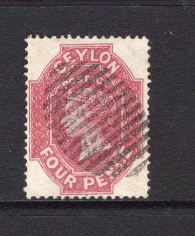 CEYLON - 1861 - CLASSIC ISSUES: 4d dull rose QV issue, wmk 'Star', clean cut perf 14-15½, a superb lightly used copy. Exceptional quality. (SG 21)  (CEY/28980)