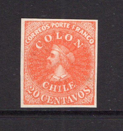 CHILE - 1910 - HAHN REPRINTS: 20c bright orange 'Hahn' REPRINT, a fine unused copy.  (CHI/21560)