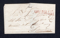 CHILE - 1815 - PRESTAMP & SPANISH COLONIAL PERIOD: Circa 1815. Undated cover sent from VALPARAISO to SANTIAGO with good strike of straight line UALPARAISO marking in red. Rated '2' in manuscript.  (CHI/29277)