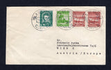 CHILE - 1953 - EASTER ISLAND: Commercial cover franked with 1938 pair 5c claret and 40c emerald green and 1948 1p blue green (SG 268, 272 & 379c) tied by three fine strikes of ISLA DE PASCUA cds dated 4 OCT 1953. Addressed to GERMANY with BALBOA C.Z. transit cds on reverse.  (CHI/41706)