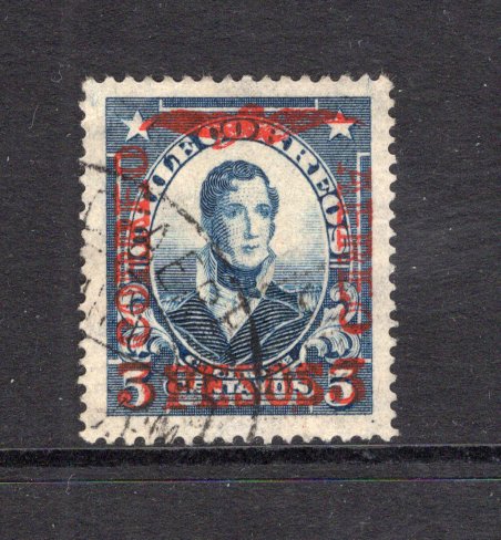 CHILE - 1928 - PRESIDENTE ISSUE & AIRMAIL: 3p on 5c slate blue 'Presidente' AIRMAIL surcharge issue a fine cds used copy. Scarce & underrated stamp particularly in used condition. (SG 201)  (CHI/41763)