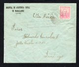 CHILE - 1937 - FIRST FLIGHT: Plain printed 'Hospital de Asistencia Social de Magallanes' cover franked with single 1931 30c pink (SG 233) tied by MAGALLANES cds dated 9 JAN 1937 with three line 'LINEA AEREA PTO. MONTT-MAGALLANES Sikorsky "MAGALLANES" Primer Viaje 10-ENERO-1937' first flight cachet on front. Flown on the Magallanes - Puerto Montt - Santiago First Flight of the 10th January 1937 by the Sikorsky sea plane 'Magallanes' piloted by General Diego Aracena and Captain Carlos Abel. Addressed to SANT