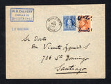 CHILE - 1904 - PROVISIONAL ISSUE: Cover franked with 1901 5c ultramarine 'Arias' issue and 1903 10c on 30c orange red 'Cabezone' SURCHARGE issue (SG 89 & 93) tied by QUILLOTA cds's dated 19 MAR 1904. Addressed to SANTIAGO with arrival cds on reverse. The Cabezone surcharge is scarce used on cover.  (CHI44977)