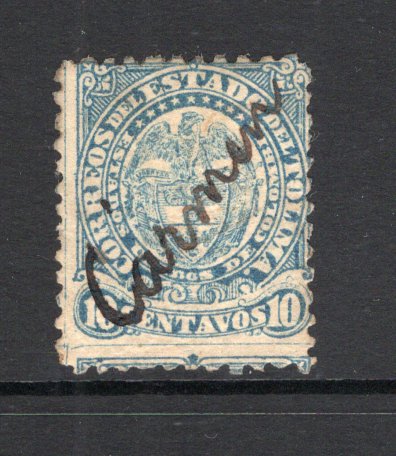 COLOMBIAN STATES - TOLIMA - 1886 - CANCELLATION: 10c blue 'Condor' issue with long wings used with CARMEN (DE APICALA) manuscript cancel. Rare. (SG 38)  (COL/16896)
