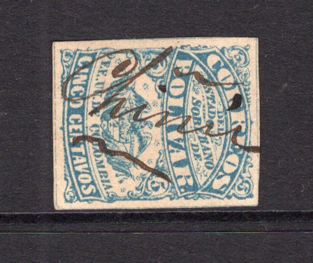 COLOMBIAN STATES - BOLIVAR - 1874 - CANCELLATION: 5c blue used with CHINU manuscript cancel. (SG 8)  (COL/17005)