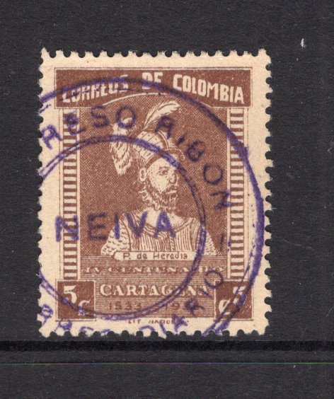 COLOMBIAN PRIVATE EXPRESS COMPANIES - 1933 - RIBON: 5c brown 'Pedro de Heredia' national issue used with good strike of circular undated EXPRESO RIBON NEIVA CORREO DIARIO cancel in purple. (SG 452)  (COL/17327)