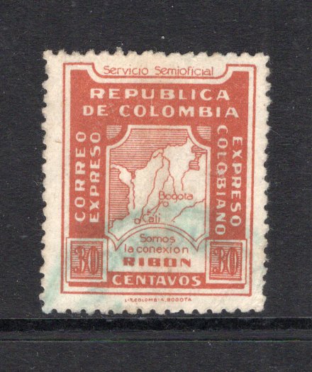 COLOMBIAN PRIVATE EXPRESS COMPANIES - 1930 - RIBON: 30c red brown 'Ribon' EXPRESS issue a fine used copy with light cds. (Hurt & Williams #8)  (COL/19006)