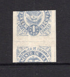 COLOMBIAN STATES - SANTANDER - 1889 - VARIETY: 1c grey blue, a fine unused imperf copy with variety STAMP PRINTED ON BOTH SIDES. Scarce & unrecorded. (SG 13 variety)  (COL27721)