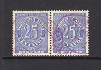 COLOMBIAN AIRMAILS - SCADTA - 1929 - GOLD CURRENCY ISSUE: 25c blue violet 'Gold Currency' issue a fine pair used with purple oval NEW YORK FOREIGN SECTION cancels dated 27.12.1931. (SG 75)  (COL/2935)