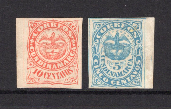 COLOMBIAN STATES - CUNDINAMARCA - 1870 - CLASSIC ISSUES: 5c pale blue and 10c scarlet 'First Issue' both fine side marginal copies with large margins, mint with full O.G. (SG 1/2)  (COL/29436)