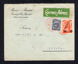 COLOMBIAN AIRMAILS - SCADTA - 1923 - PROVISIONAL ISSUE: Cover franked with 1923 3c blue plus 1923 30c on 60c orange SCADTA 'PROVISIONAL' overprint issue (SG 394 & 53) tied by BARRANQUILLA SCADTA cds's in red dated 29 X. 1923. Addressed to BOGOTA with green airmail label on front and BOGOTA arrival cds in red on reverse. A very early use of this stamp.  (COL29493)