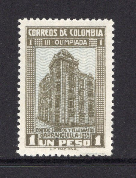 COLOMBIA - 1935 - COMMEMORATIVES: 1p light blue & olive 'Third National Olympiad' issue, a fine mint copy. (SG 473)  (COL/29880)