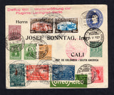 COLOMBIAN AIRMAILS - SCADTA - 1931 - FIRST FLIGHT & COMBINATION MAIL: 4c blue Colombian postal stationery envelope (H&G B17) franked with Russia 1929 10k+2k red brown & sepia and 20k+2k light blue & sepia 'Child Welfare' issue and 1930 '25th Anniversary of 1905 Rebellion' set of three (SG 536/537 & 576/578) tied by AIRMAIL USSR LENINGRAD - BERLIN illustrated 'Airplane' cancel in black dated 5. V. 1931 with added Colombia 1917 2 x 1c green & 2c carmine National issue (SG 358/359) and 1929 5c orange yellow, 