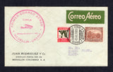 COLOMBIAN PRIVATE EXPRESS COMPANIES - 1933 - UMCA: Cover franked with 1932 5c brown and 20c bronze green & carmine AIR issue (SG 431 & 439) tied by MEDELLIN cds's dated 3 VII 1933. Flown on the UMCA flight from Medellin to Turbo with large red circular 'PRIMER CORREO AEREO MEDELLIN - URABA UMCA MEDELLIN JULIO 3 1933' airplane cachet on front. Addressed to TURBO with arrival cds on reverse. Very scarce flight. (Muller #83)  (COL31377)