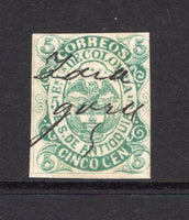 COLOMBIAN STATES - ANTIOQUIA - 1869 - CANCELLATION: 5c green 'Type A' used with fine ZARAGOZA manuscript cancel. (SG 6)  (COL/33664)