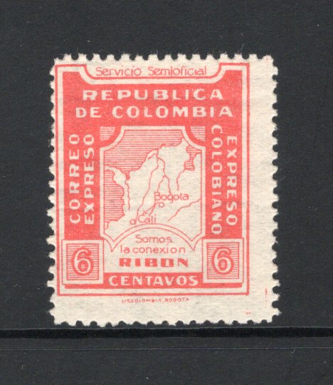 COLOMBIAN PRIVATE EXPRESS COMPANIES - 1930 - RIBON: 6c red 'Ribon' EXPRESS issue a fine mint copy with full O.G. (Hurt & Williams #4)  (COL/42335)