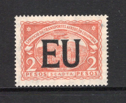 COLOMBIAN AIRMAILS - SCADTA - 1923 - CONSULAR ISSUE: 2p orange brown Scadta 'Consular' issue with 'EU' machine overprint in black for use in the USA, a fine unmounted mint copy. (SG 34F)  (COL/43300)