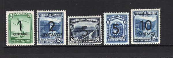 COLOMBIA - 1937 - PROVISIONAL ISSUE: 'Provisional' SURCHARGE issue, the set of five fine mint. (SG 510/514)  (COL43954)